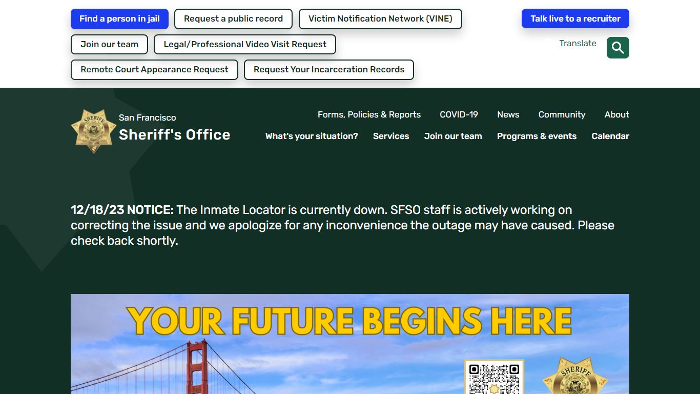 What's your situation? | San Francisco Sheriff's Department